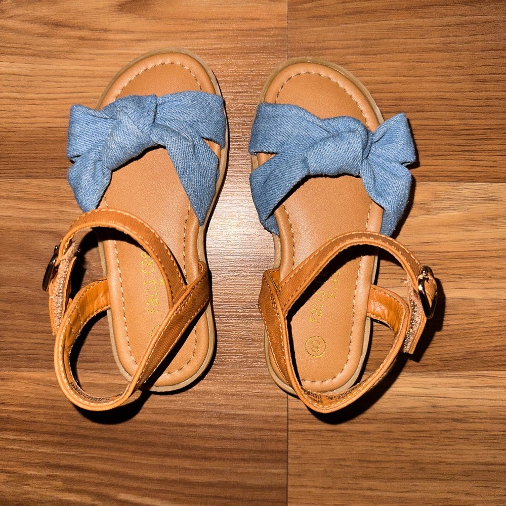Falls Creek Kids Sandals with Blue and Tan Accents